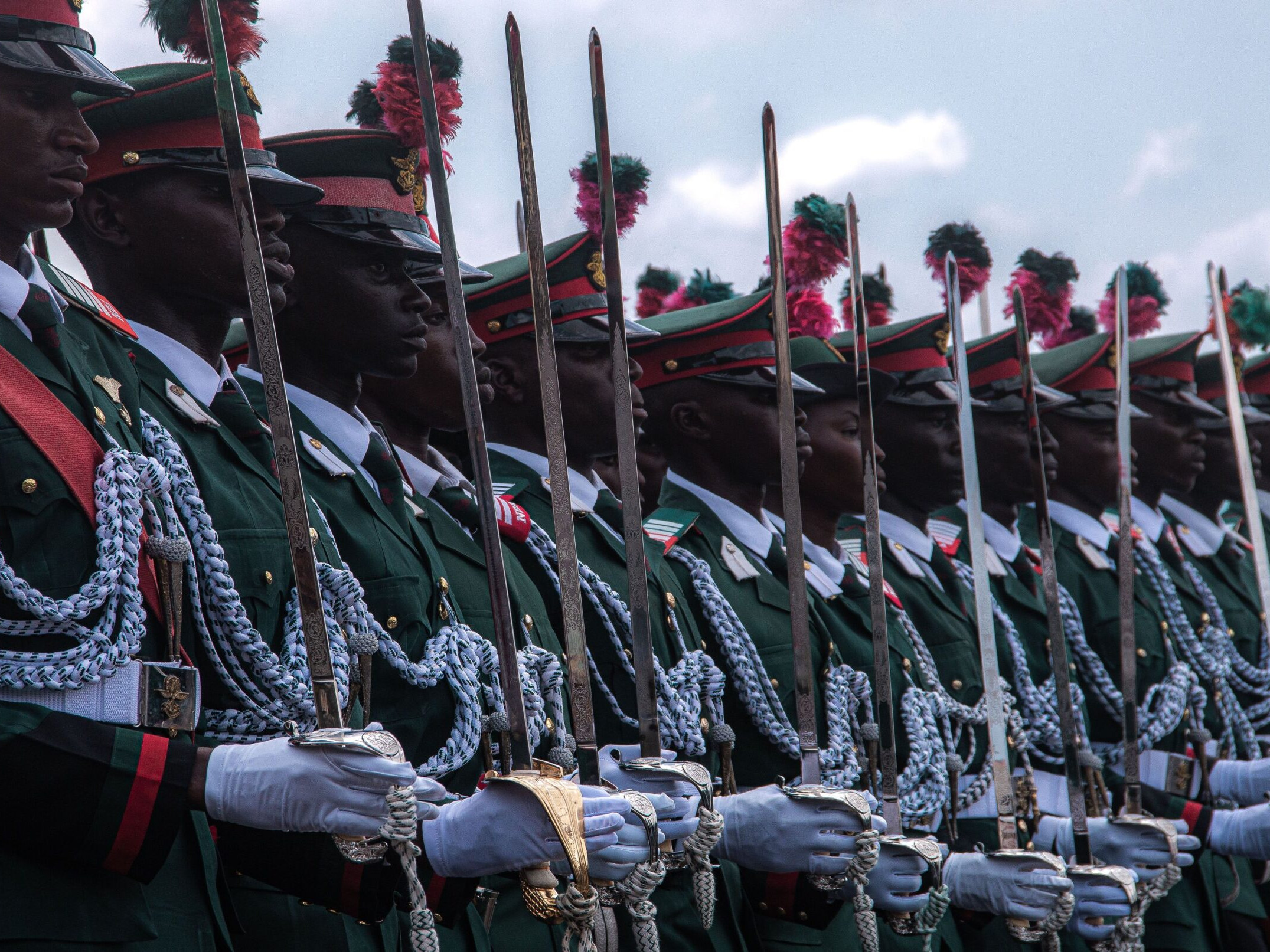 Security personnel on ceremonial parade